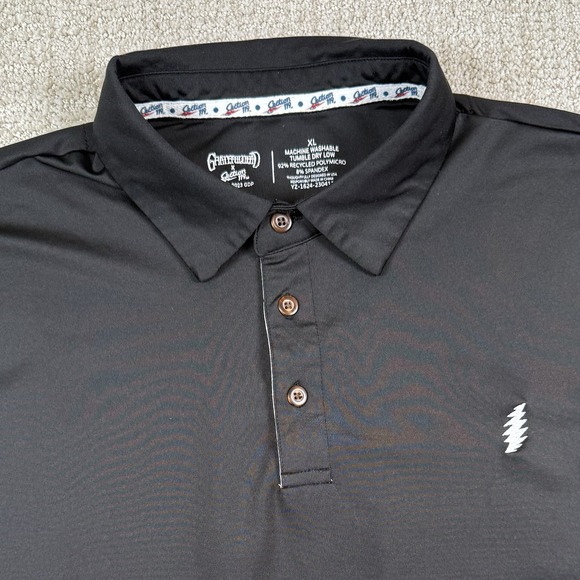 Grateful Dead X Section 119 Men's XL Black Lightning Performance Golf Polo Shirt - Picture 1 of 5
